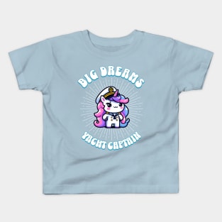 Big Dreams Yacht Captain Unicorn Ocean Edition Kids T-Shirt